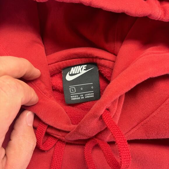 Nike Hoodie Men's Large Red Fleece Pullover University Drawstring Pockets Sports - Picture 4 of 8